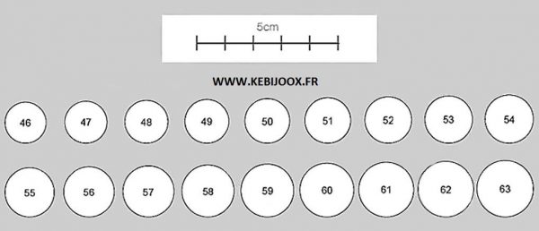 Bijouterie en ligne KEBIJOOX - baguier guide des tailles pour bagues