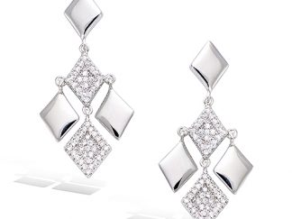 Boucle oreille argent losange cz