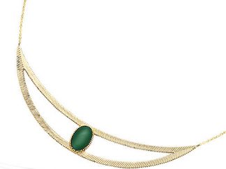 collier plaqué or croissante verte