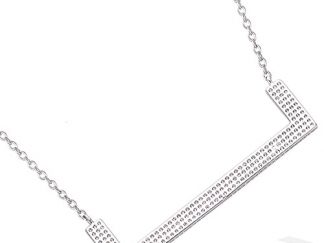 Collier argent barre pointillée