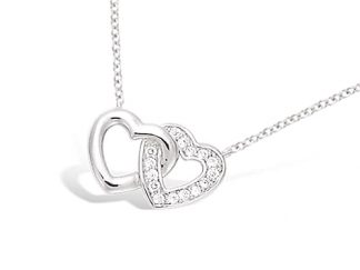 Collier double coeur lisse