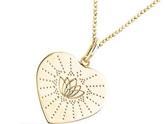 Pendentif or pastille coeur lotus