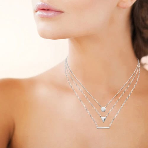 Collier argent multirang barre