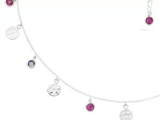 Collier pastilles martelées couleur fuchsia et améthyste